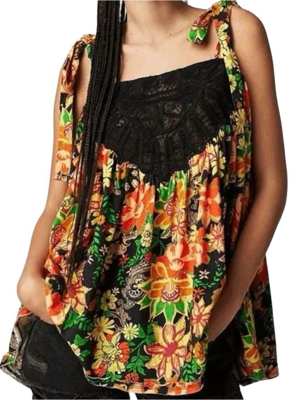 Free People Bali Moroccan Floral Printed Tunic Top